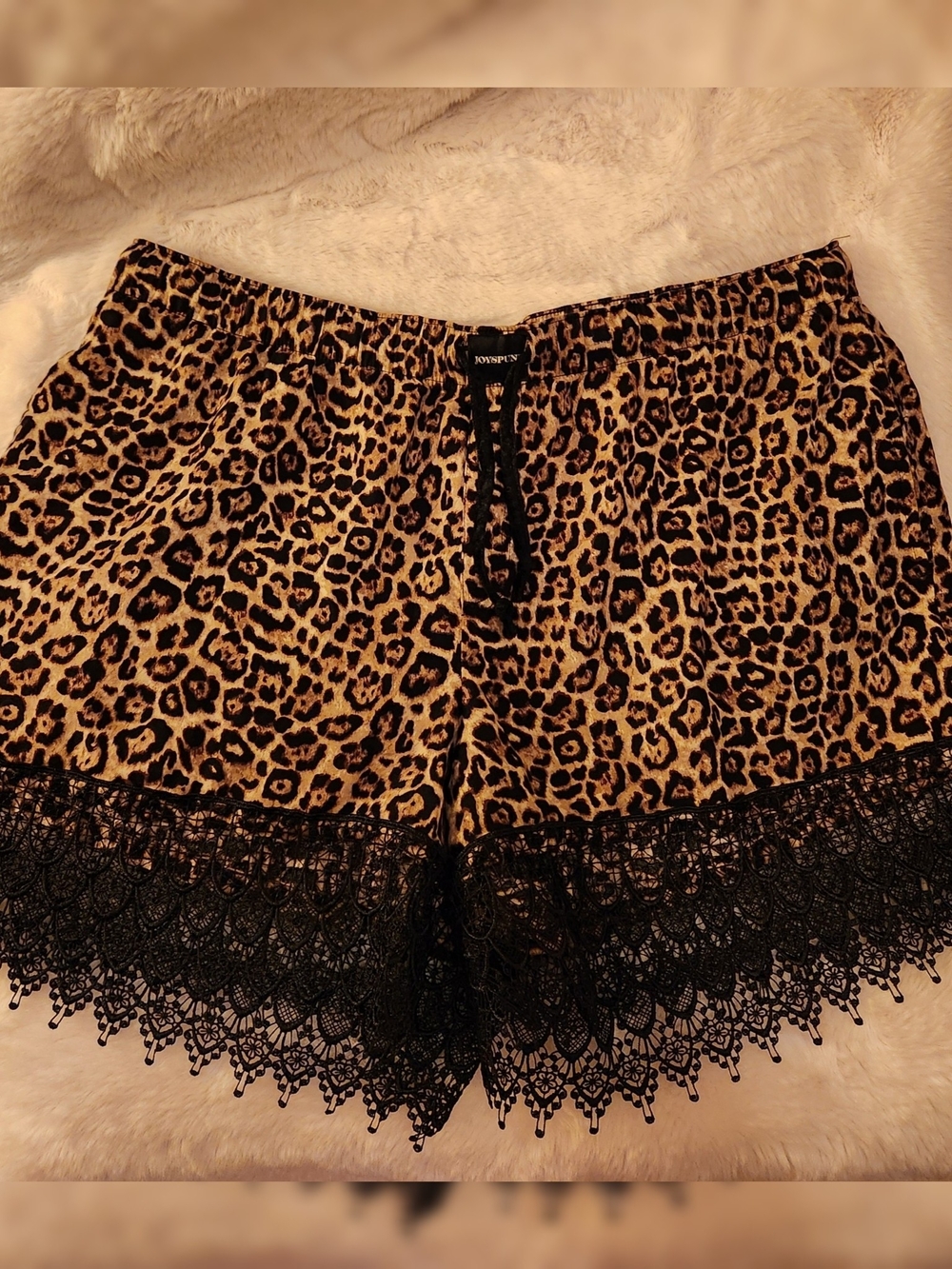 Leopard Lace Trim Shorts - Women's